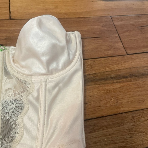 Vtg Lady Marlene34D Beige Lace Corset Bustier Lingerie Strapless Underwire Bra - Picture 5 of 11